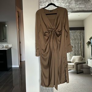 Long sleeve, knee length, taupe dress by Zara in size M. Bought in Milan, Italy